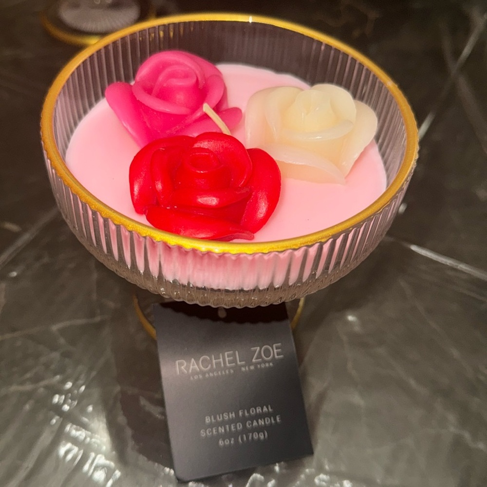 NWT Rachel Zoe Blush Floral Scented Candle